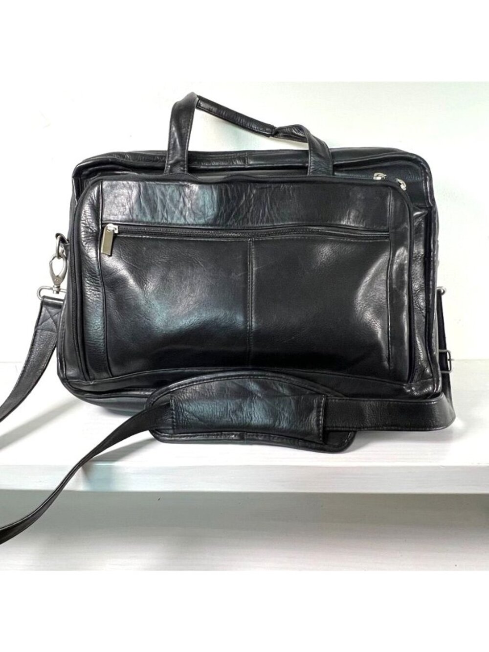 Genuine Leather Executive Briefcase Laptop Bag Expandable Office Travel Carryall